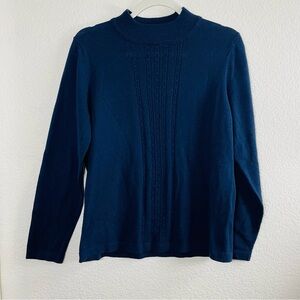 Appleseed’s Blue Mock Neck Cable Knit Casual Sweater | XL